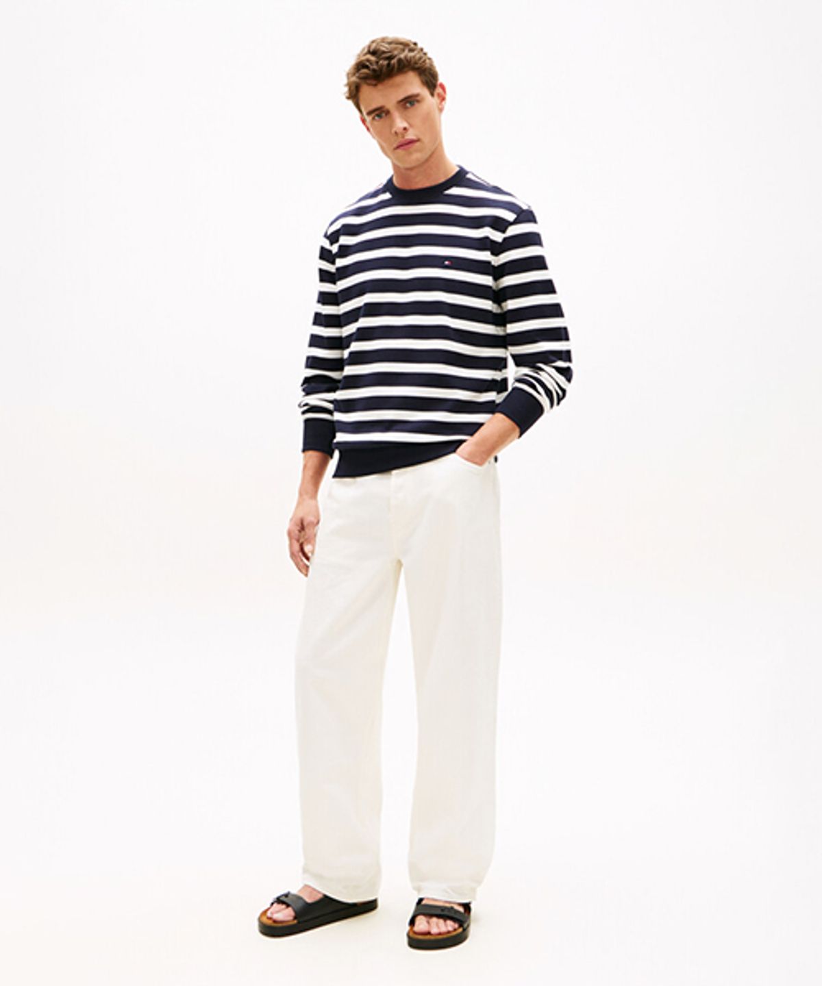 타미힐피거(TOMMY HILFIGER) 코스트랜드 코르크 레더 샌들-블랙(T52G1ASN400MT1BDS)