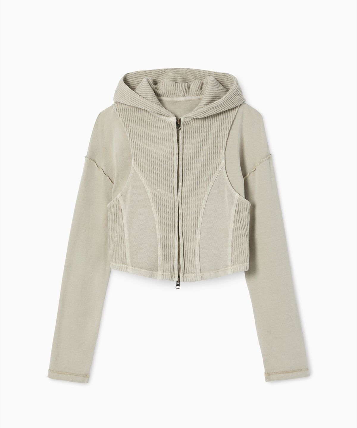 에스이오(s/e/o) PANELED WASHING HOODIE ZIP-UP DUSTY BEIGE