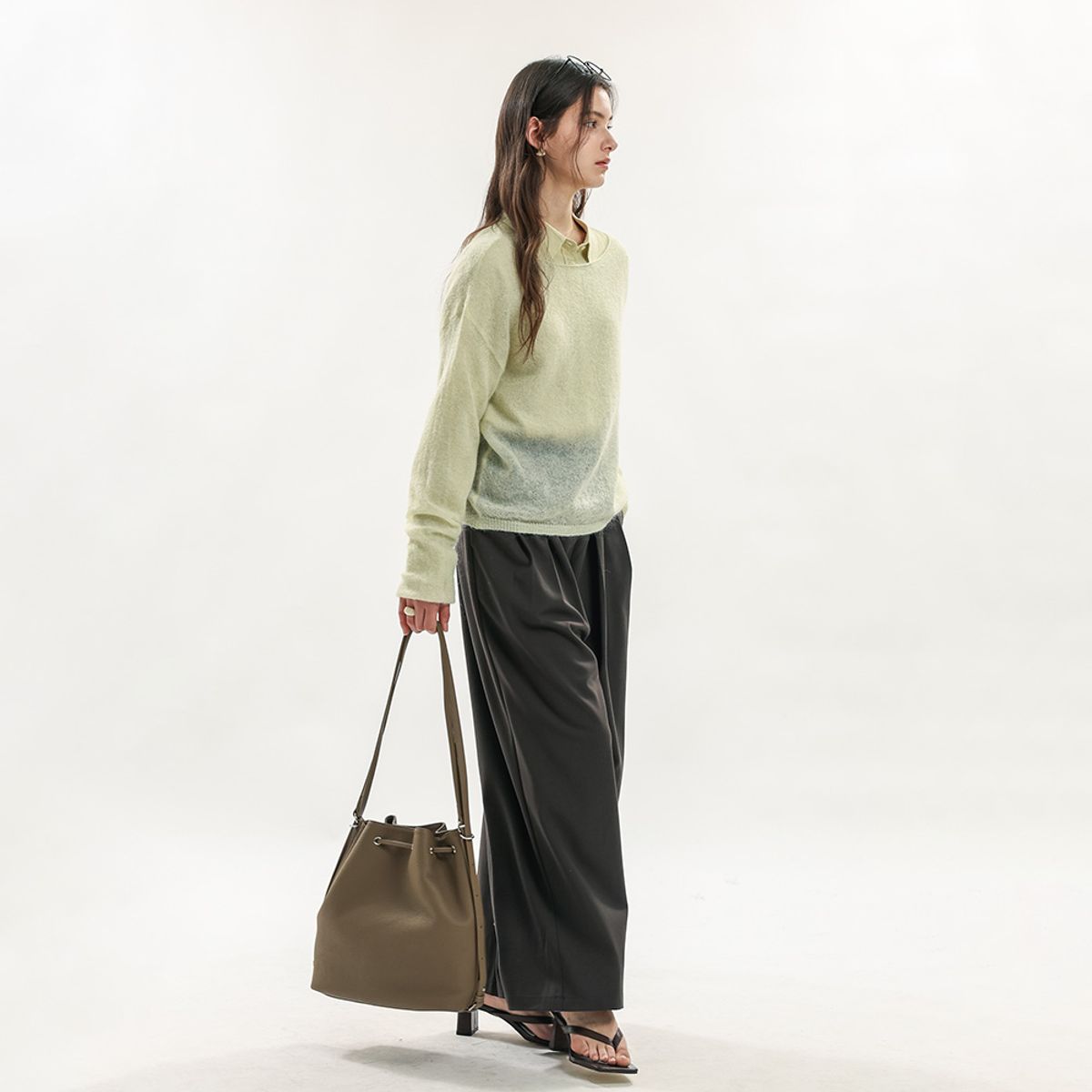 웬스데이딜라잇(WEDNESDAY DELIGHT) WD_Drawstring bucket bag_BROWN