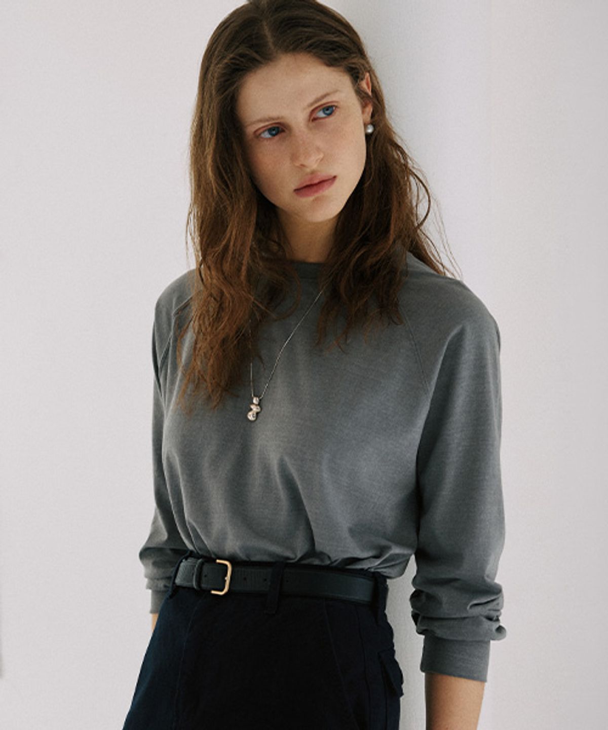 안젤로비안코(ANGELO BIANCO) Plain Surface Top CHACOAL