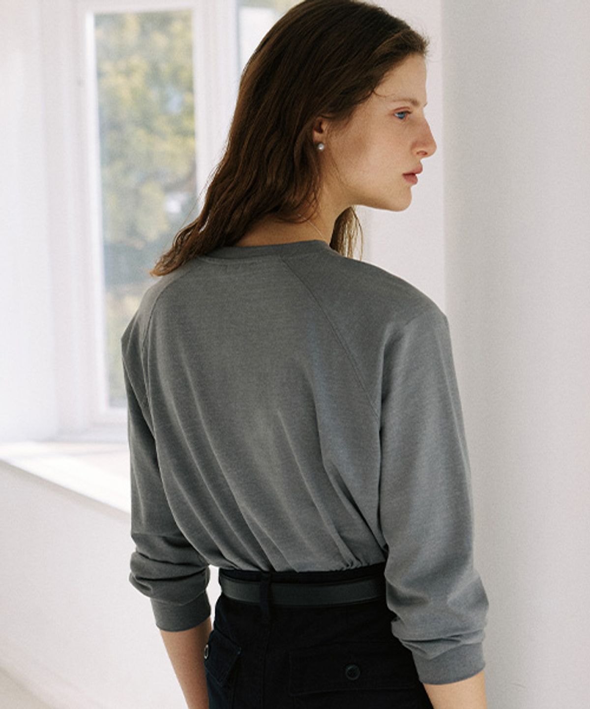 안젤로비안코(ANGELO BIANCO) Plain Surface Top CHACOAL