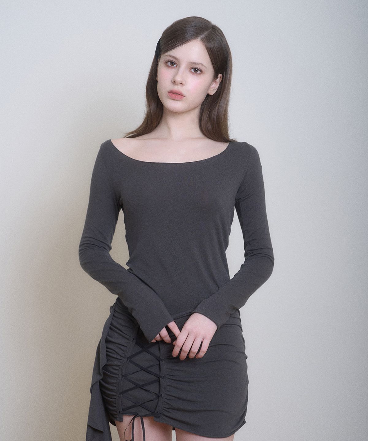 벨리아르(BELLIALEU) VERA CORSET DRESS DARK GRAY