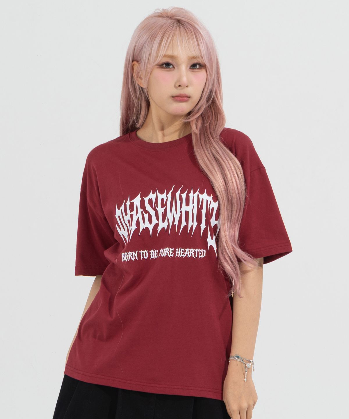 페이즈화이트(PHASEWHITE) [PHASE_2] METAL LOGO TEE_BURGUNDY / 8802026-ST12
