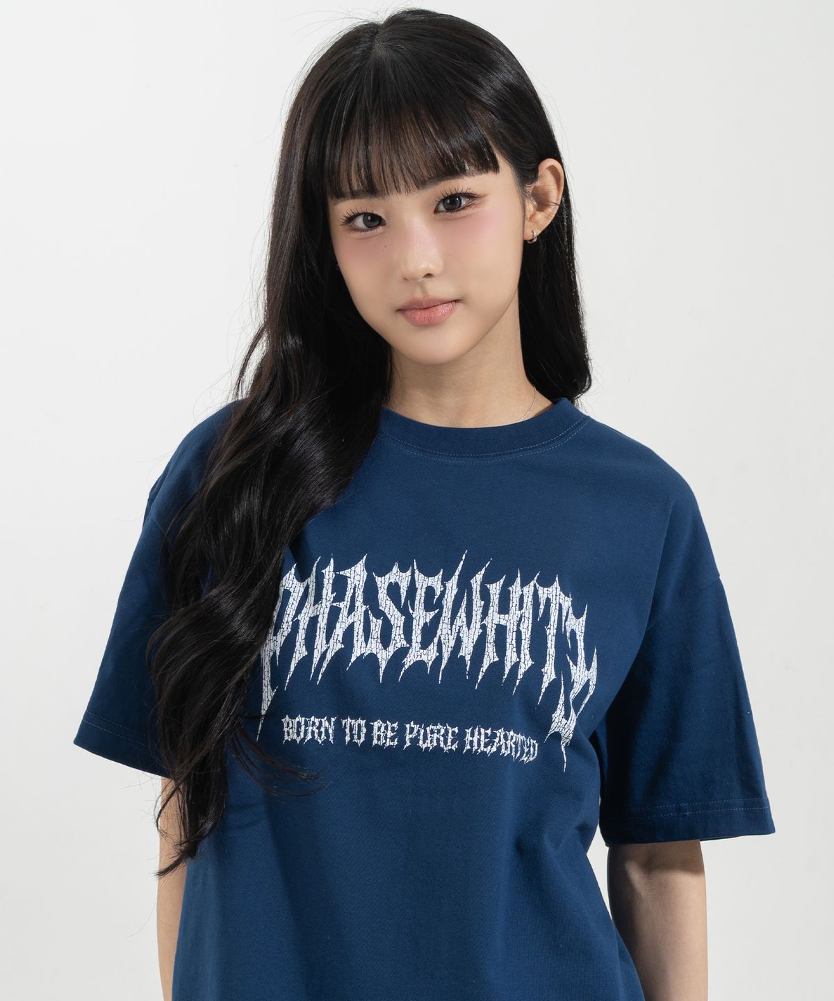 페이즈화이트(PHASEWHITE) [PHASE_2] CRACKLE METAL TEE_DARK BLUE / 8802026-ST11