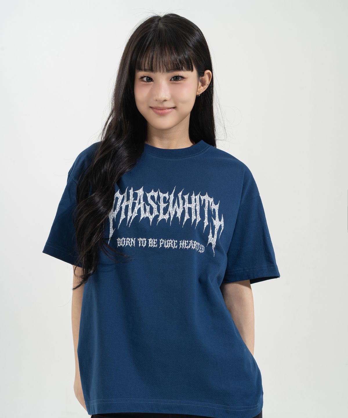 페이즈화이트(PHASEWHITE) [PHASE_2] CRACKLE METAL TEE_DARK BLUE / 8802026-ST11