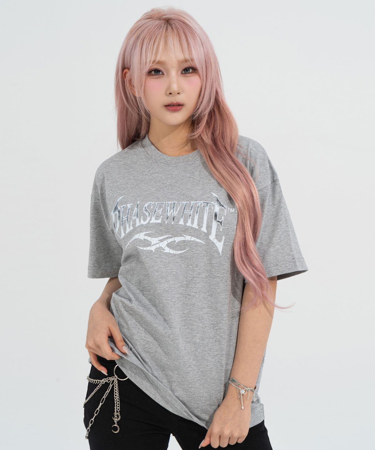 페이즈화이트(PHASEWHITE) [PHASE_2] VINTAGE CHROME LOGO TEE_MELANGE / 8802026-ST02