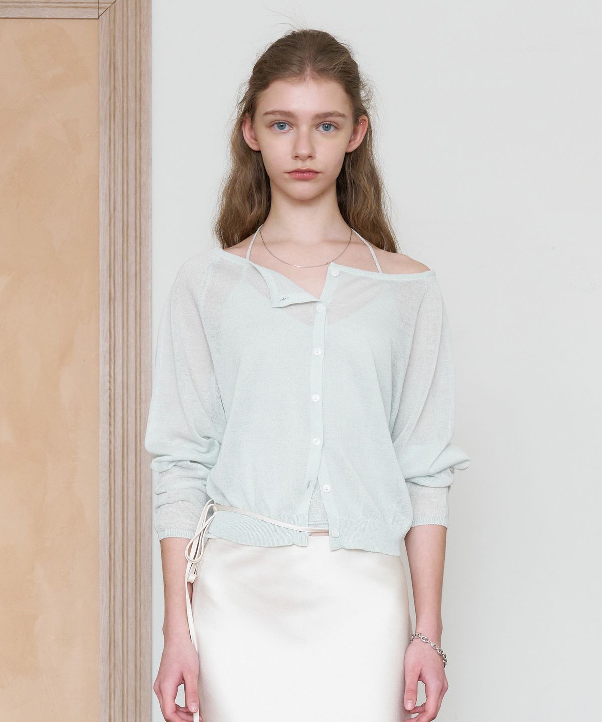 튜드먼트(TTUDEMENT) [SET] SHEER SET-UP CARDIGAN_MINT