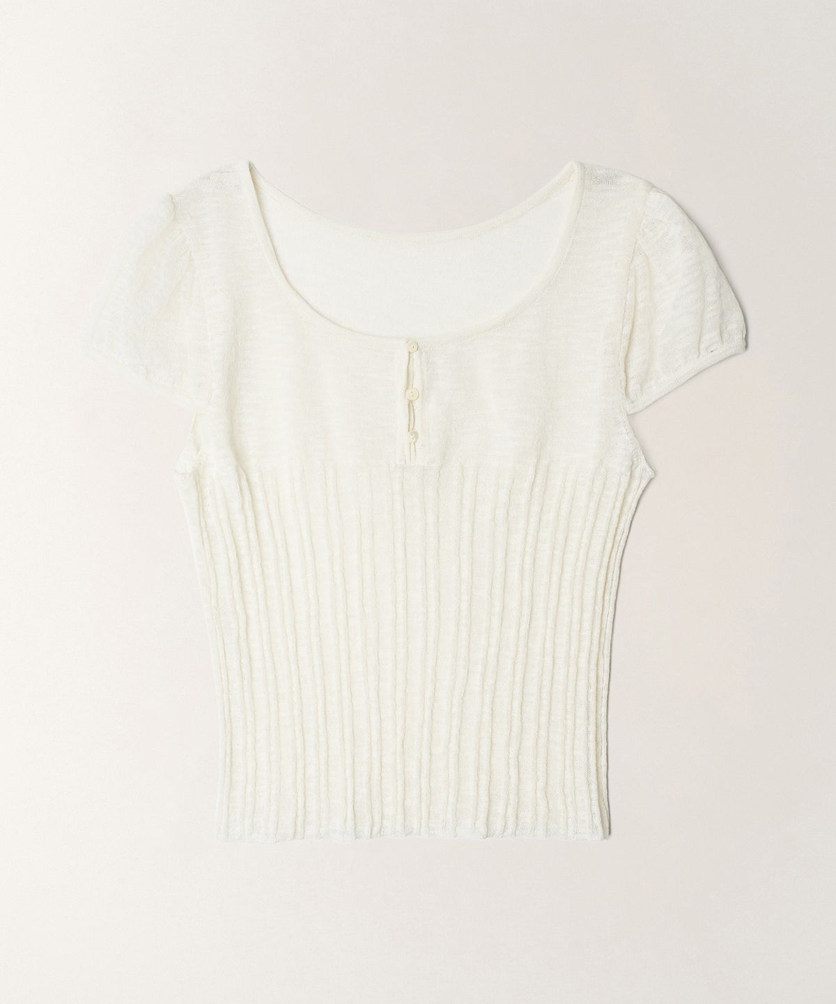 튜드먼트(TTUDEMENT) TWO-WAY SHORT SLEEVE KNIT TOP_IVORY