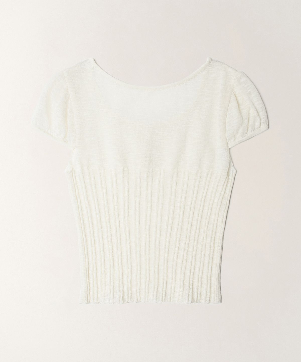 튜드먼트(TTUDEMENT) TWO-WAY SHORT SLEEVE KNIT TOP_IVORY