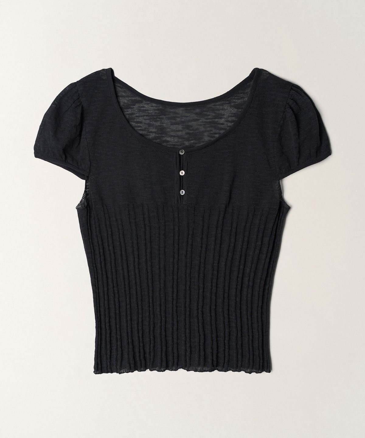 튜드먼트(TTUDEMENT) TWO-WAY SHORT SLEEVE KNIT TOP_CHARCOAL