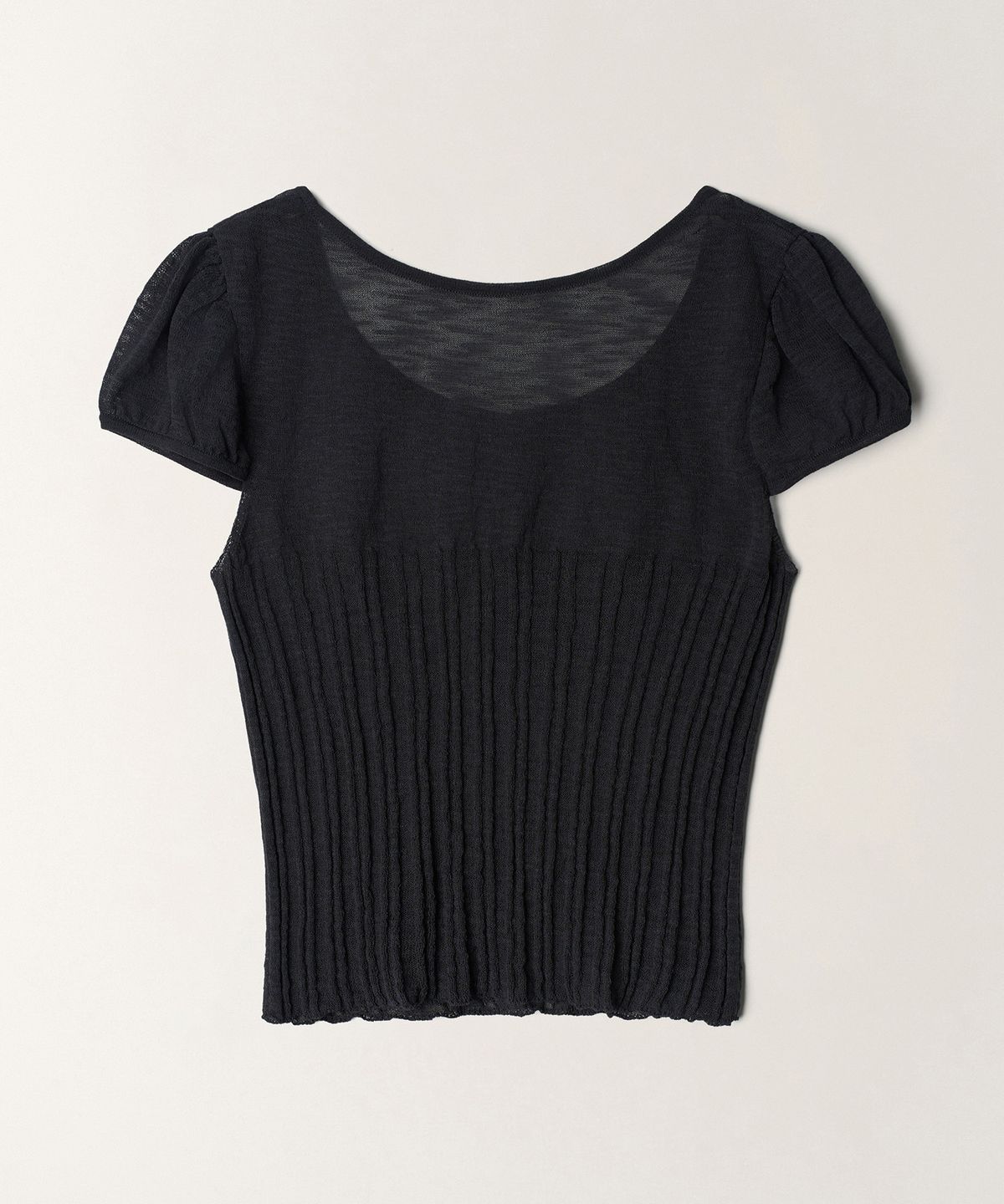 튜드먼트(TTUDEMENT) TWO-WAY SHORT SLEEVE KNIT TOP_CHARCOAL