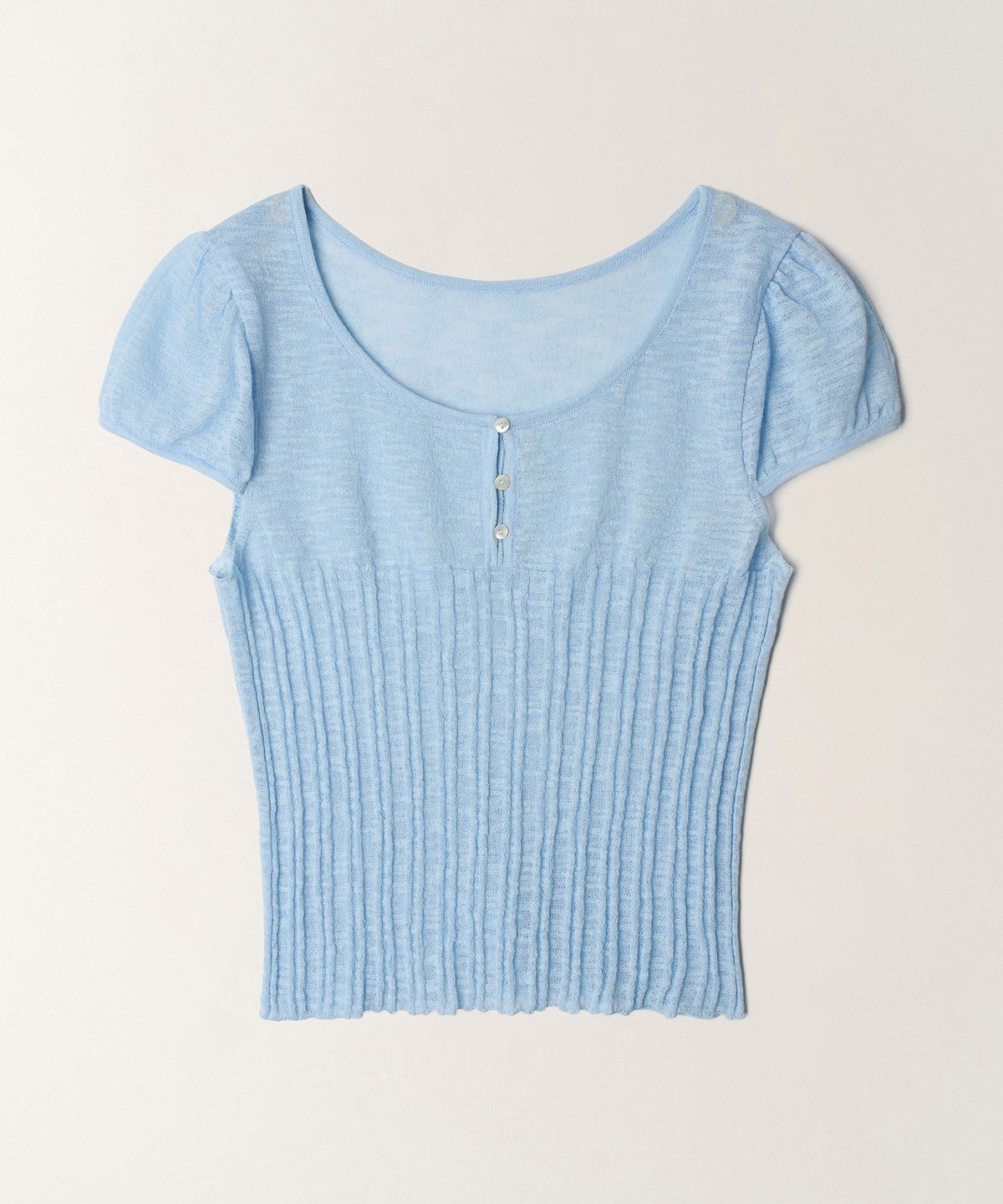 튜드먼트(TTUDEMENT) TWO-WAY SHORT SLEEVE KNIT TOP_LIGHT BLUE