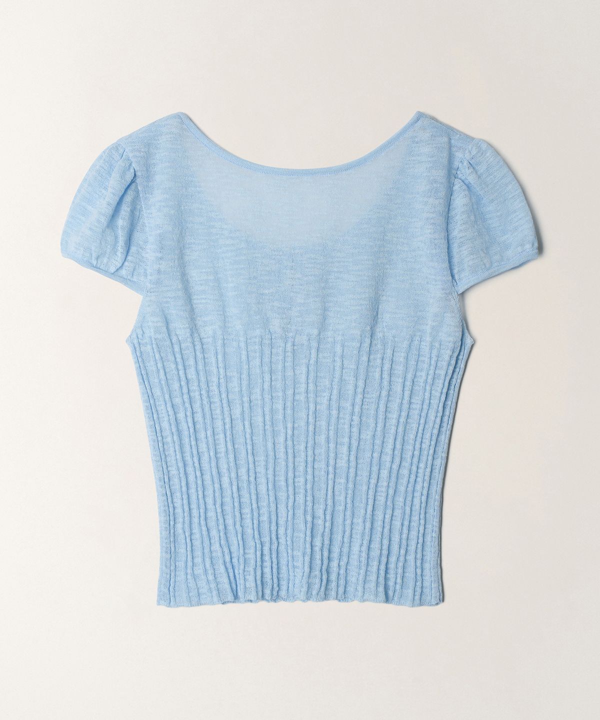 튜드먼트(TTUDEMENT) TWO-WAY SHORT SLEEVE KNIT TOP_LIGHT BLUE
