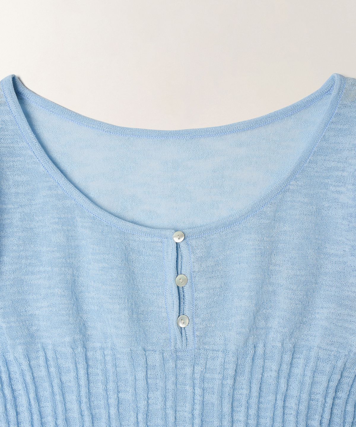 튜드먼트(TTUDEMENT) TWO-WAY SHORT SLEEVE KNIT TOP_LIGHT BLUE