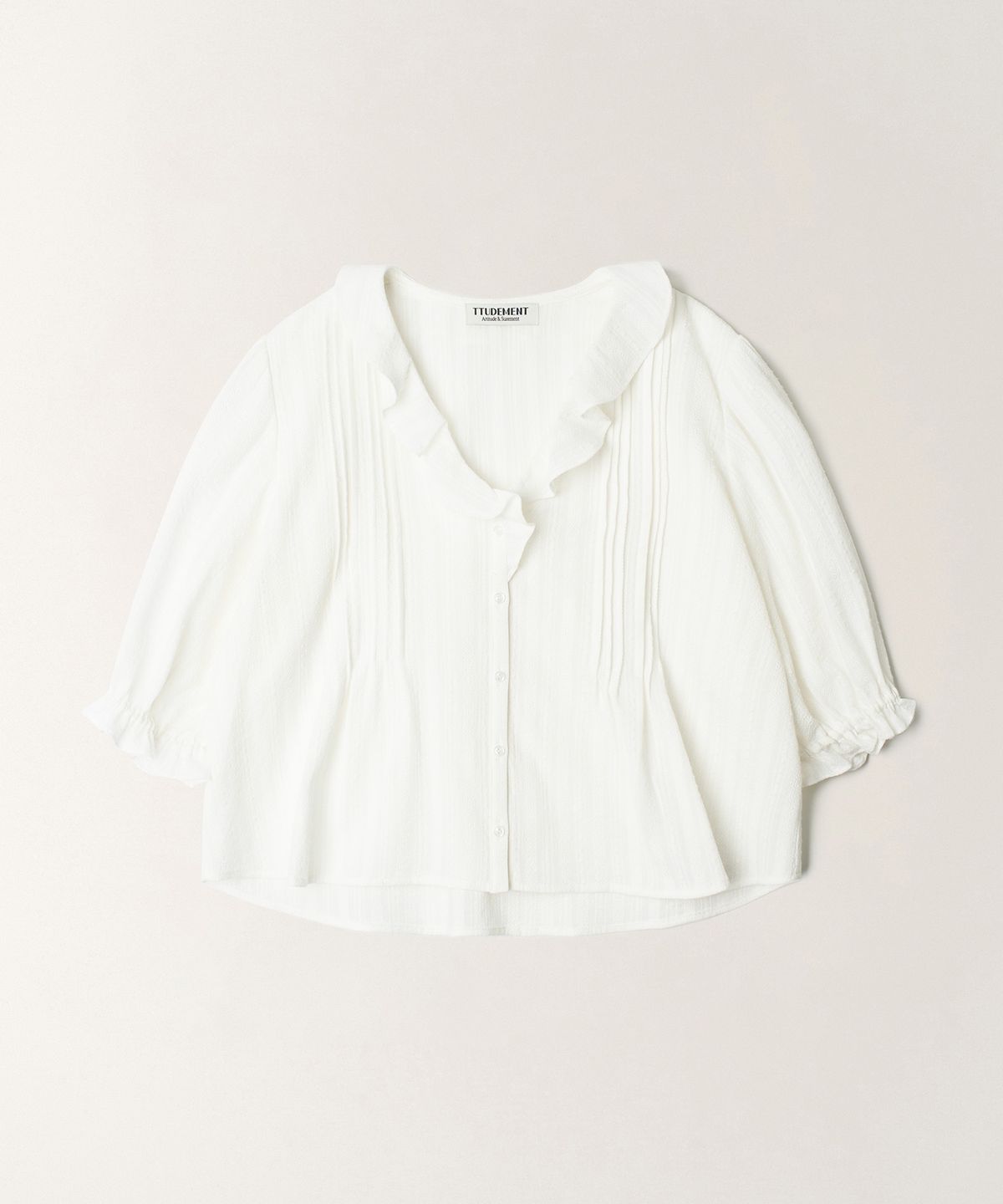 튜드먼트(TTUDEMENT) COTTON RUFFLE BLOUSE_OFF WHITE
