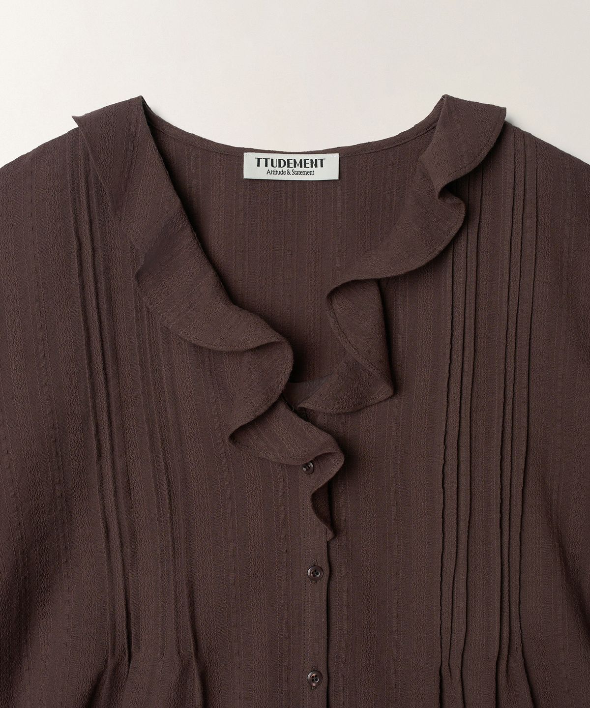 튜드먼트(TTUDEMENT) COTTON RUFFLE BLOUSE_BROWN