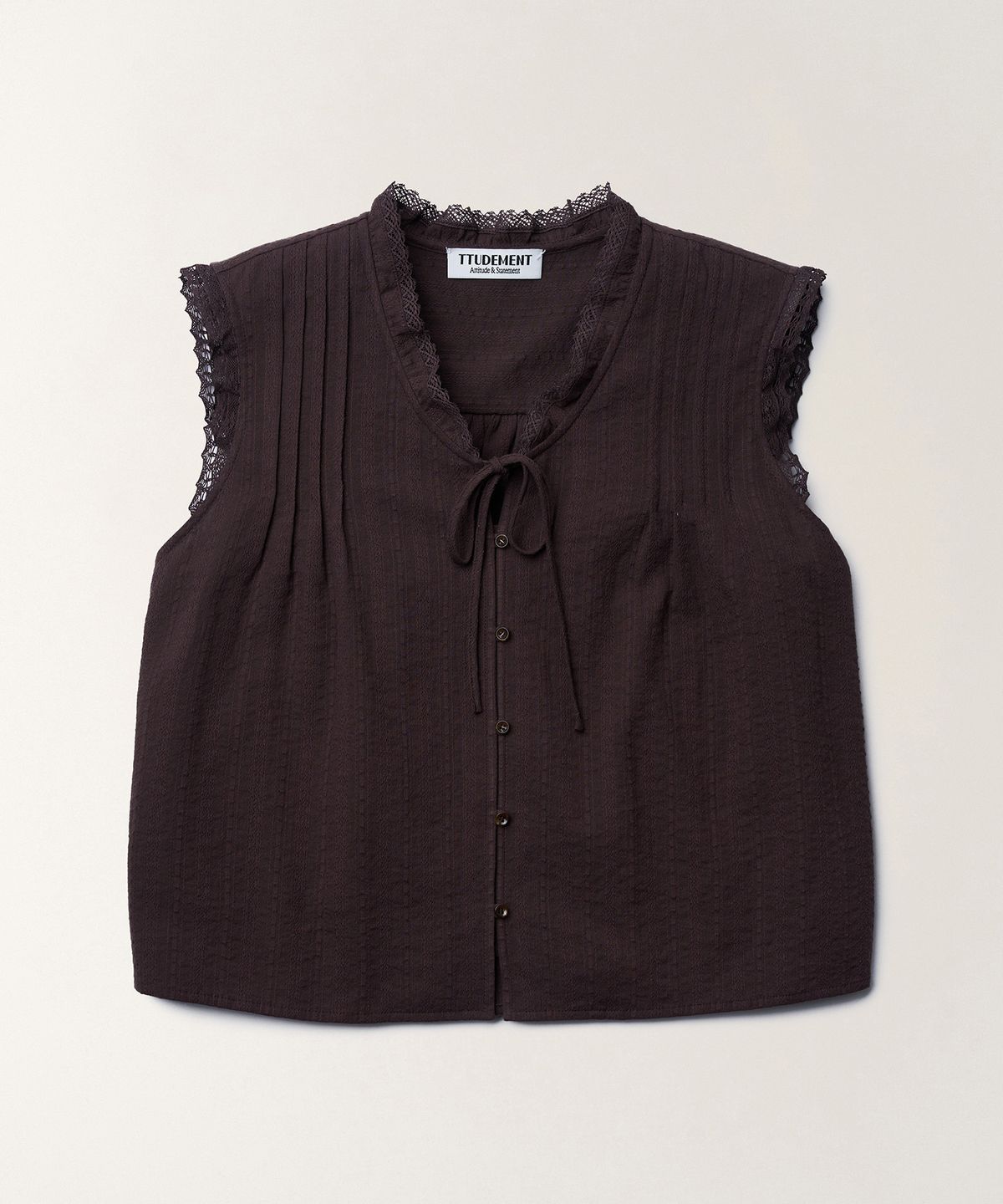 튜드먼트(TTUDEMENT) COTTON SLEEVELESS BLOUSE_BROWN