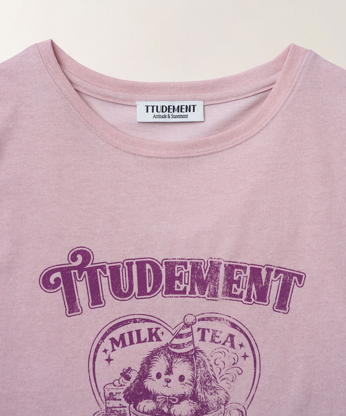 튜드먼트(TTUDEMENT) BUNNY IN A CUP T-SHIRT_PINK