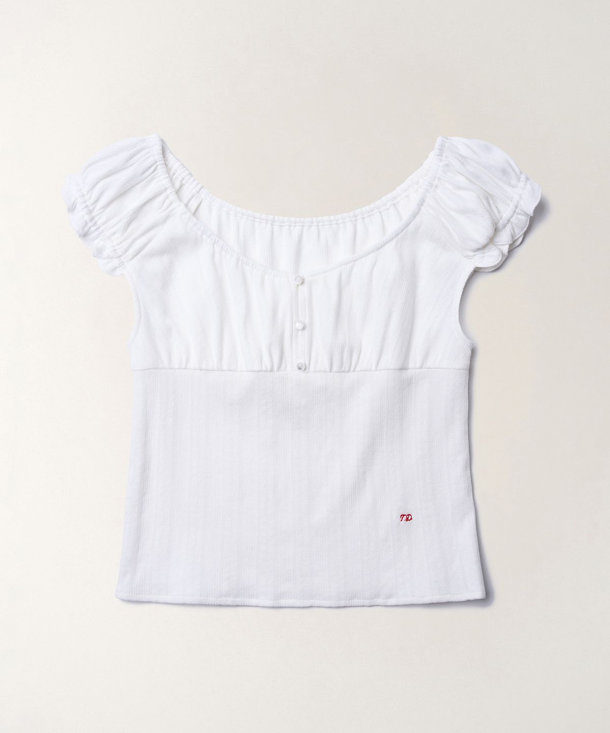 튜드먼트(TTUDEMENT) EYELET OFF-SHOULDER T-SHIRT_IVORY