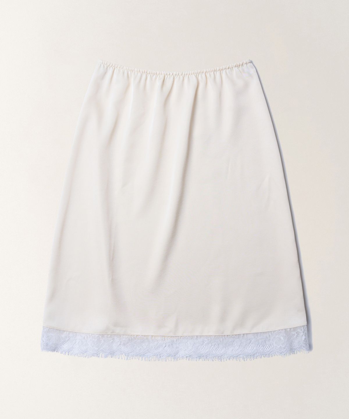 튜드먼트(TTUDEMENT) SATIN LACE MIDI SKIRT_CREAM