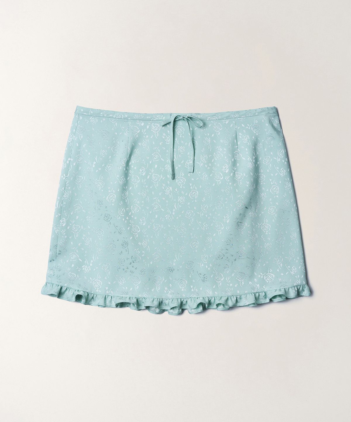 튜드먼트(TTUDEMENT) SATIN FRILLED MINI SKIRT_MINT