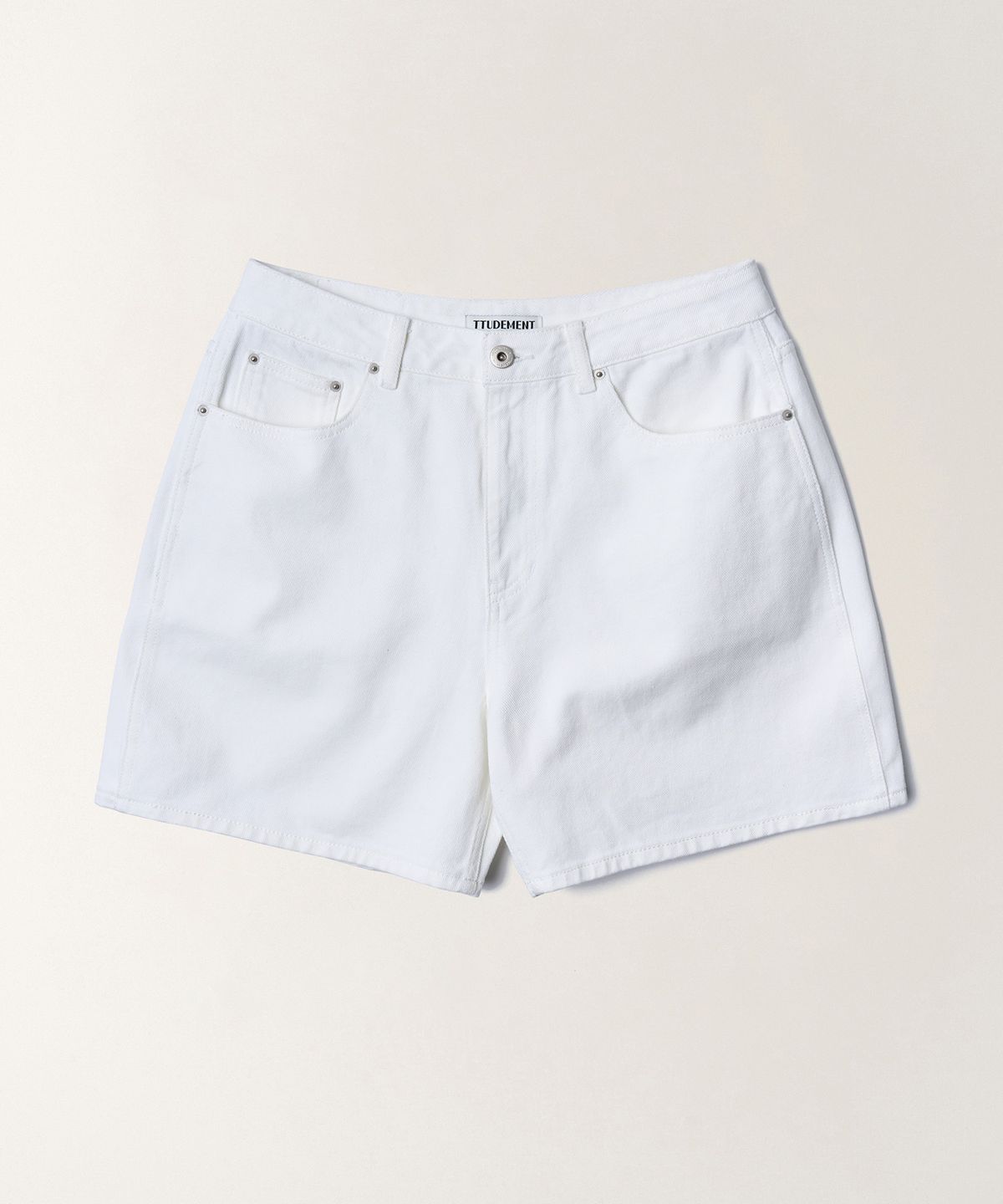 튜드먼트(TTUDEMENT) WASHED DENIM SHORTS_WHITE
