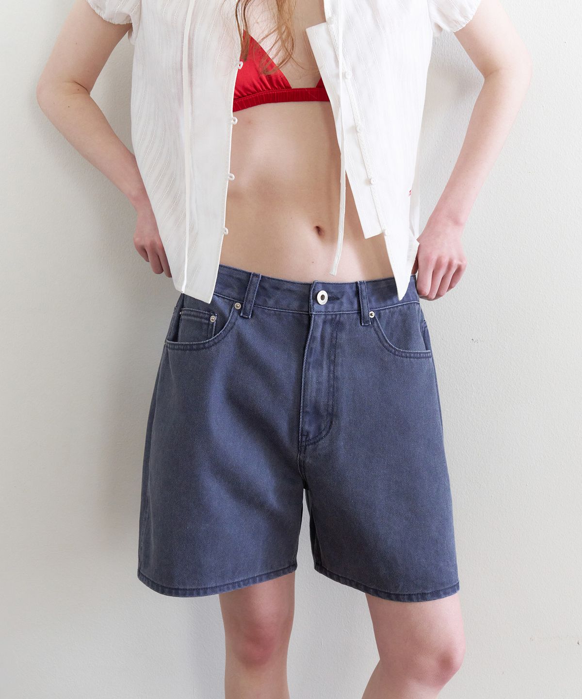 튜드먼트(TTUDEMENT) WASHED DENIM SHORTS_BLUE