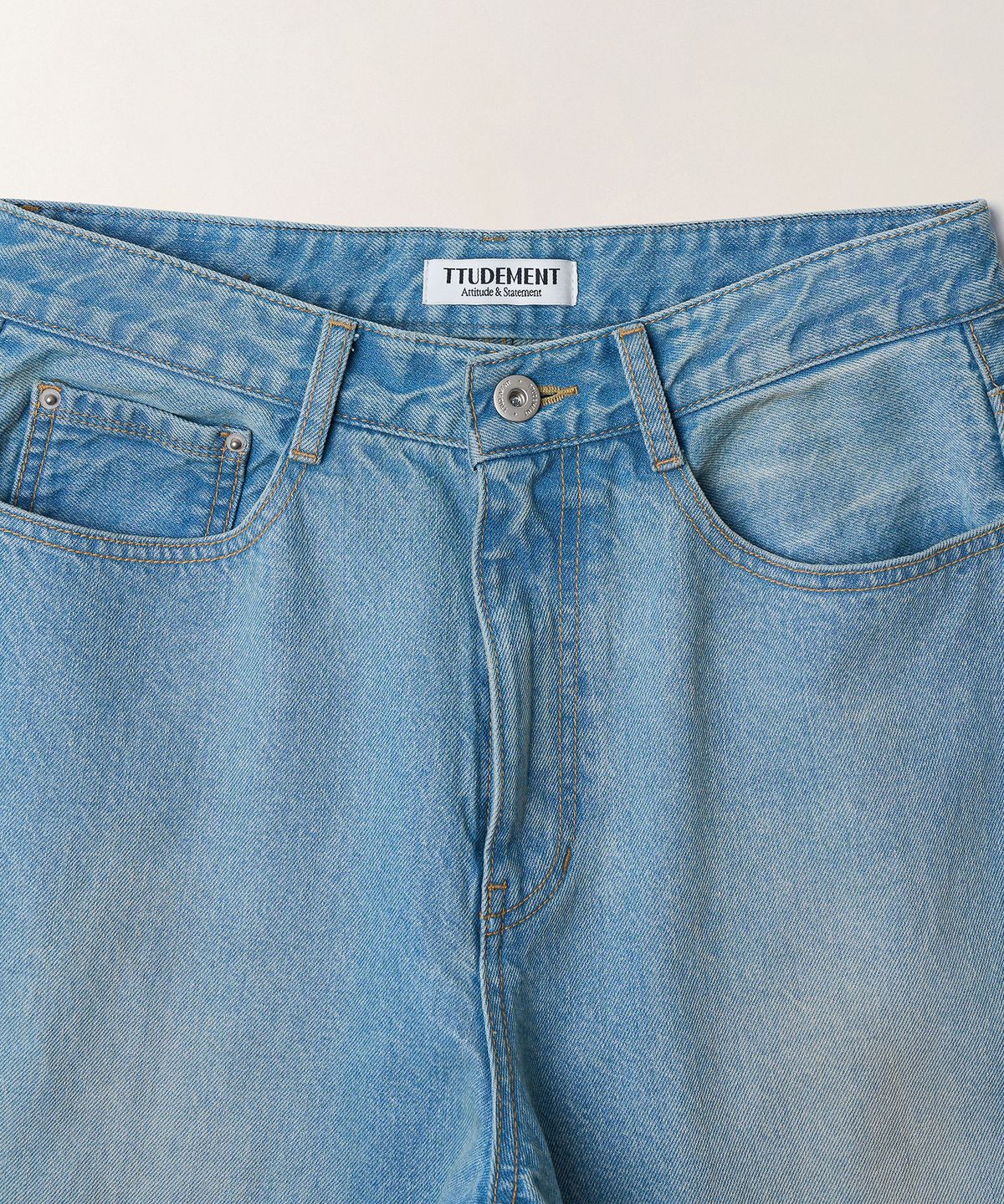 튜드먼트(TTUDEMENT) STRING WIDE DENIM PANTS_LIGHT BLUE