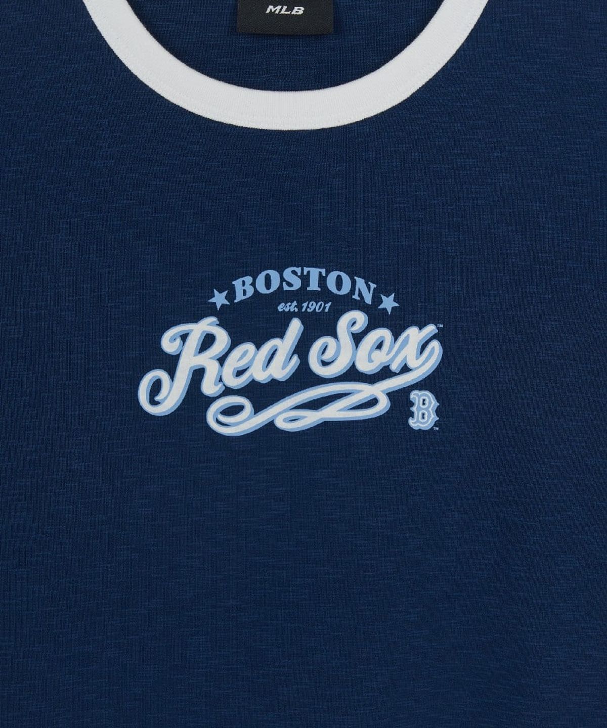 엠엘비(MLB) 여성 바시티 레터링 슬림 슬럽 링거 티셔츠 BOS (D.Navy)