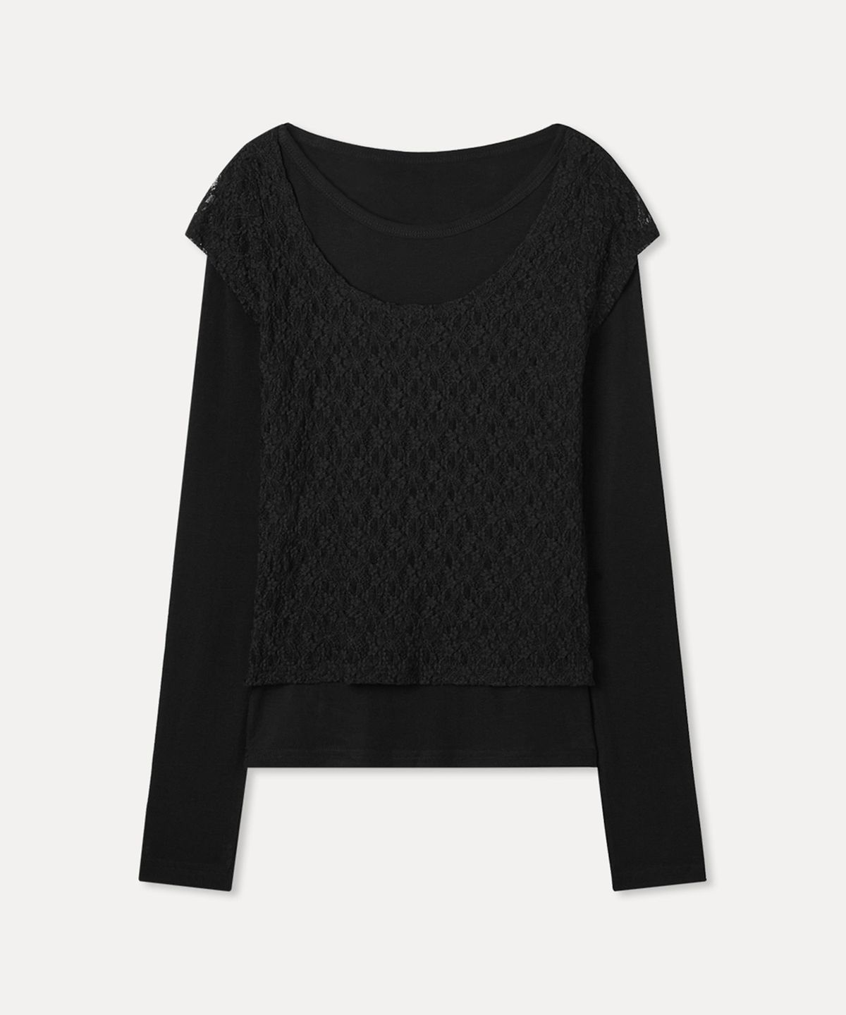 미쏘(MIXXO) 레이스 레이어드 긴팔 티셔츠_MIWLWG41MS