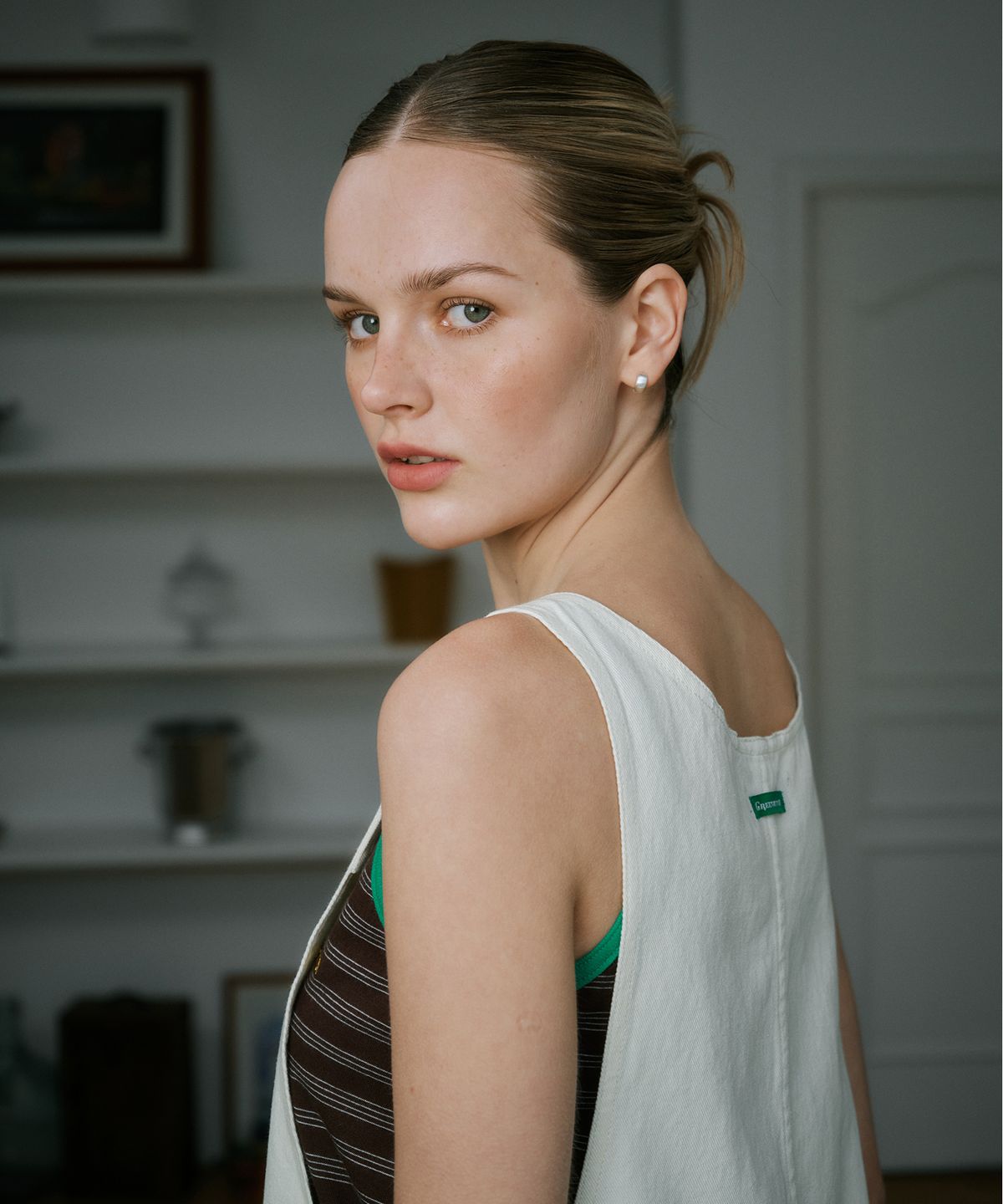 그린버터(GREENBUTTER) Pocket Overall Dress (Ivory)