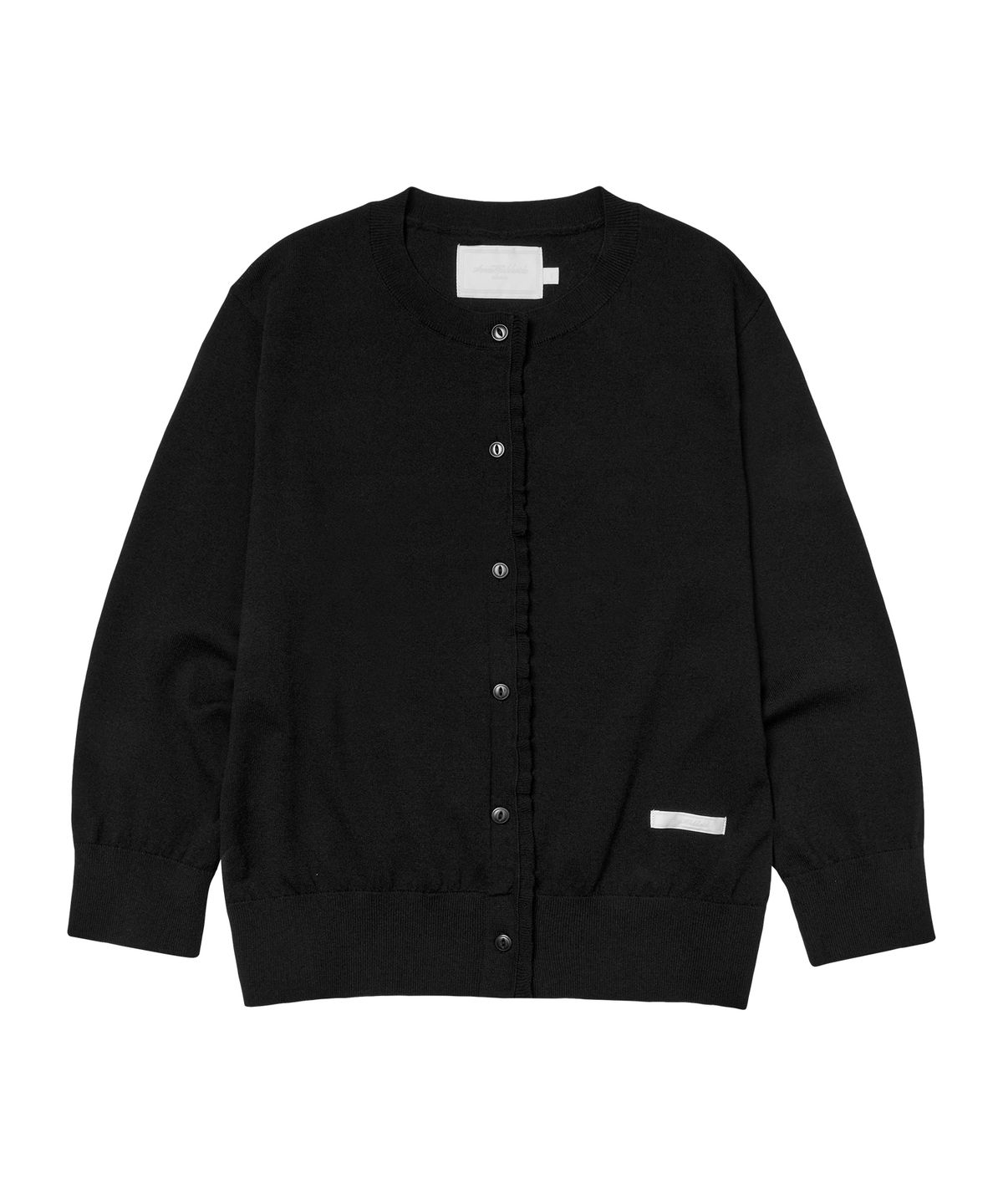 아메스 월드와이드(AMES-WORLDWIDE) CLASSIC 3/4 SLEEVE RUFFLE CARDIGAN BLACK