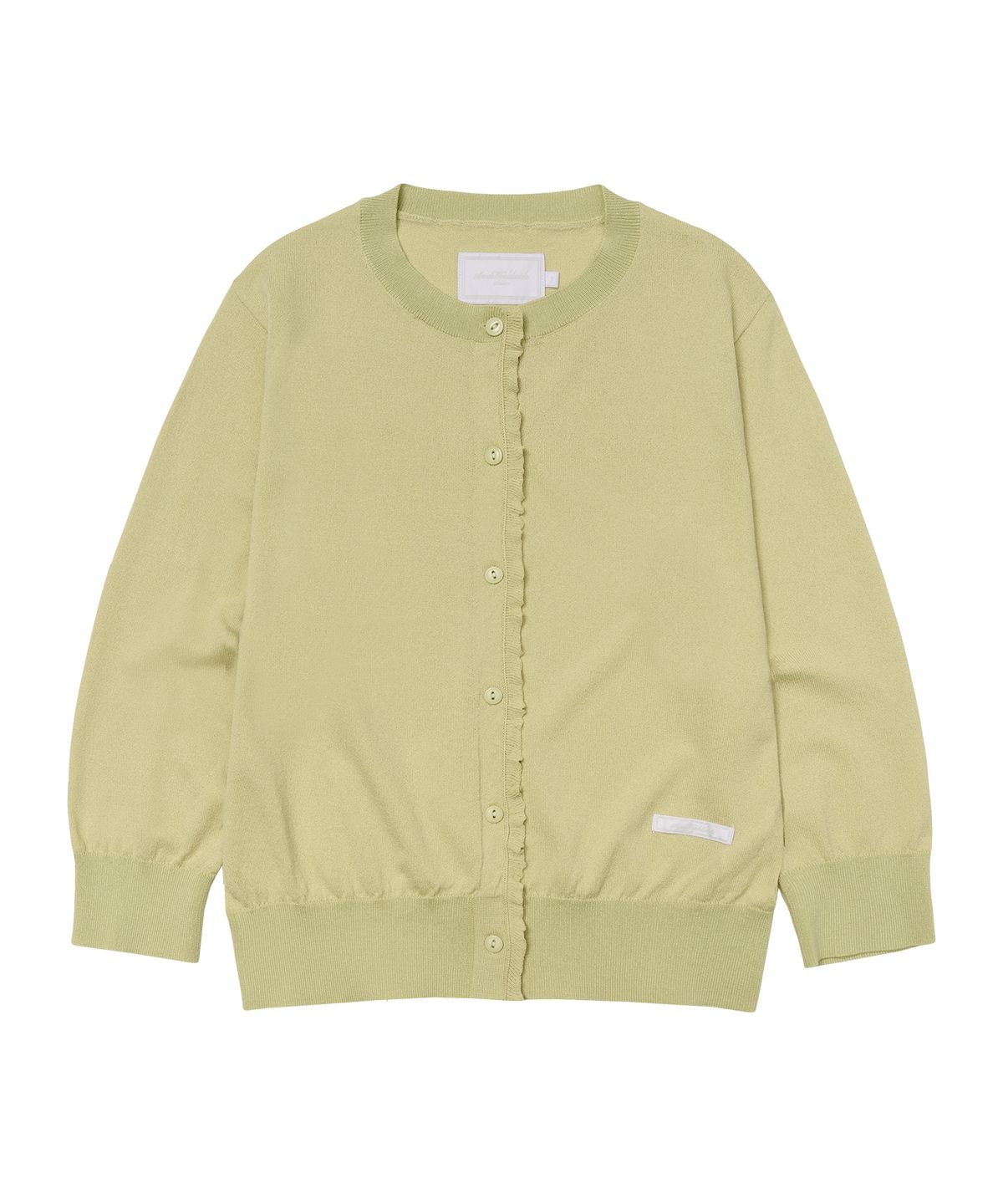 아메스 월드와이드(AMES-WORLDWIDE) CLASSIC 3/4 SLEEVE RUFFLE CARDIGAN GREEN