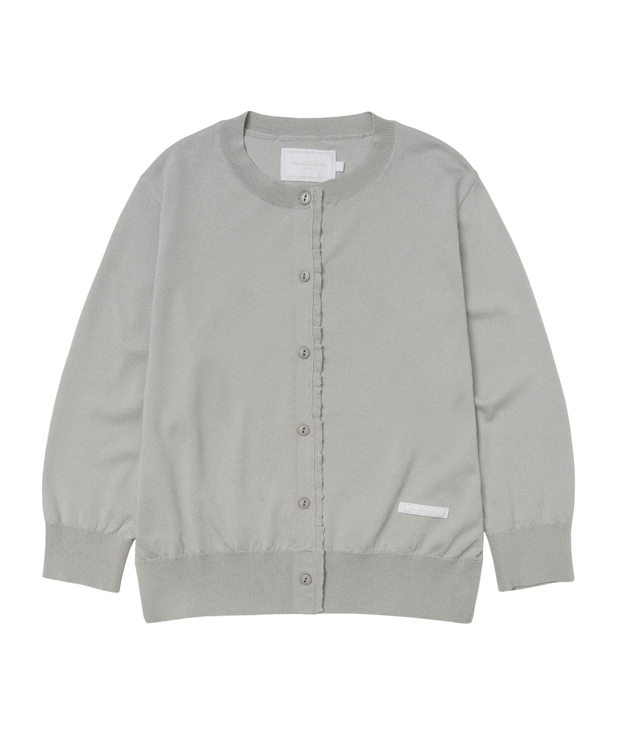 아메스 월드와이드(AMES-WORLDWIDE) CLASSIC 3/4 SLEEVE RUFFLE CARDIGAN GREY