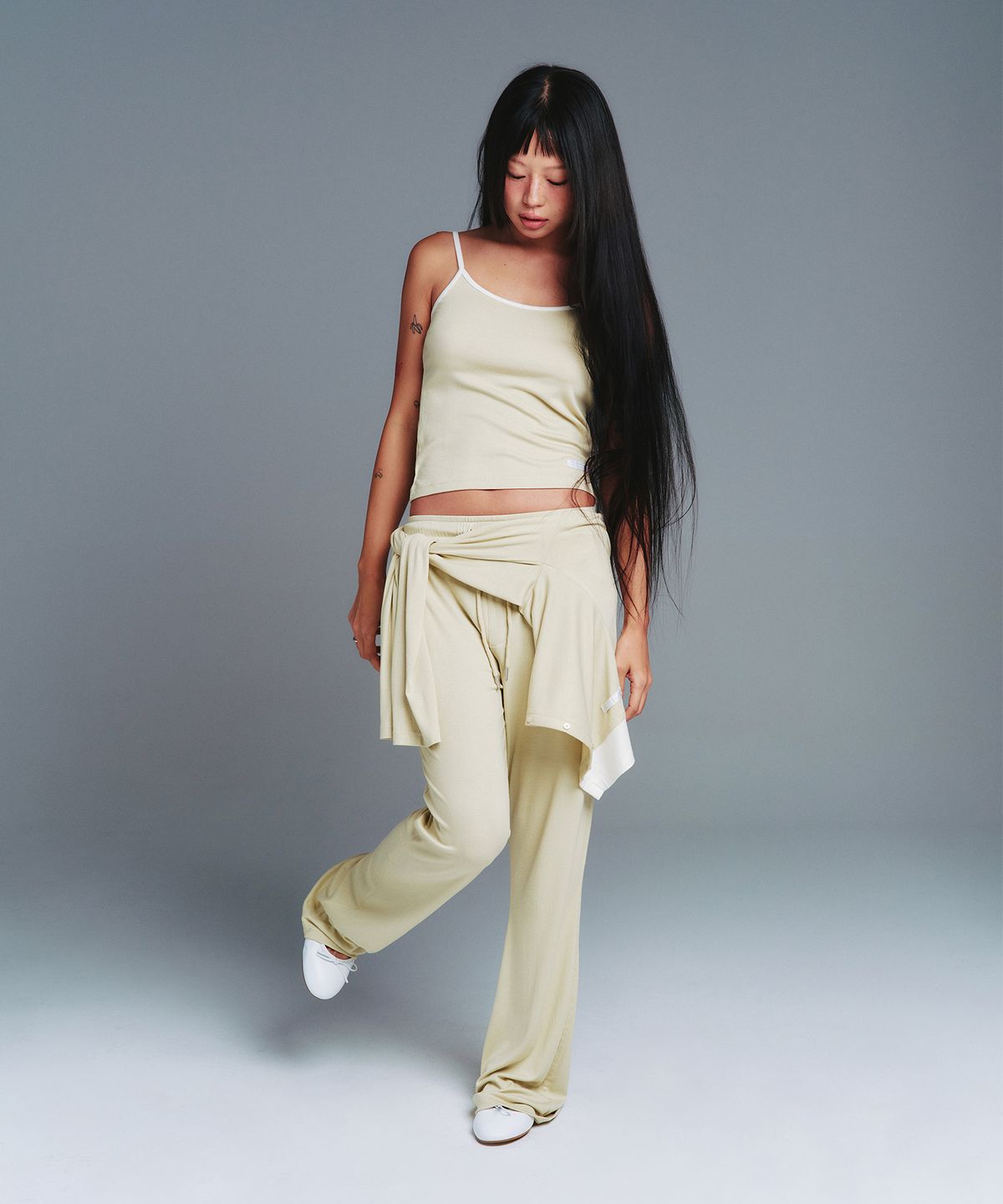 아메스 월드와이드(AMES-WORLDWIDE) CLASSIC BOOT CUT LEGGINGS PANTS LIGHT GREEN