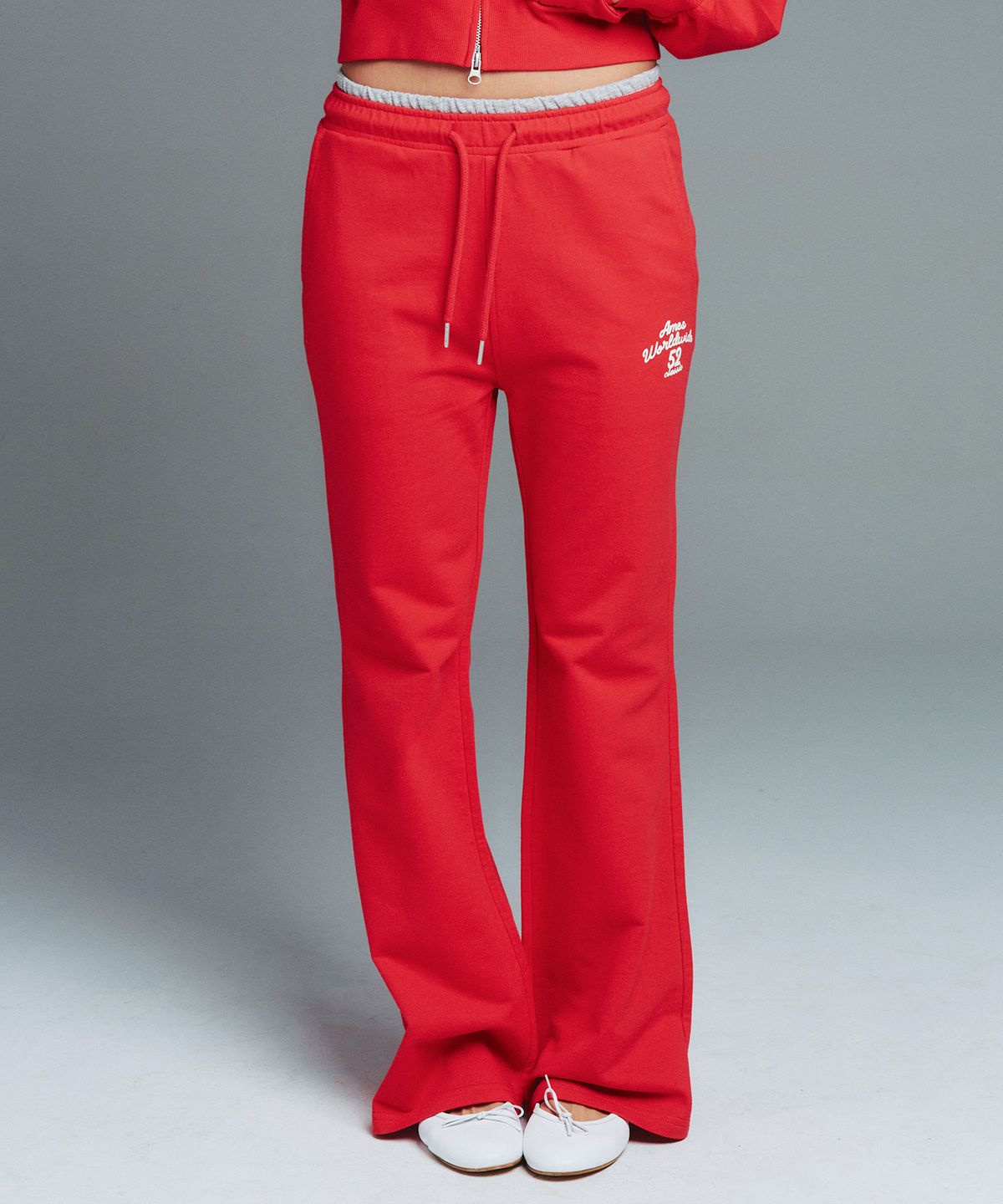 아메스 월드와이드(AMES-WORLDWIDE) CLASSIC SLIM BOOT CUT SWEAT PANTS RED