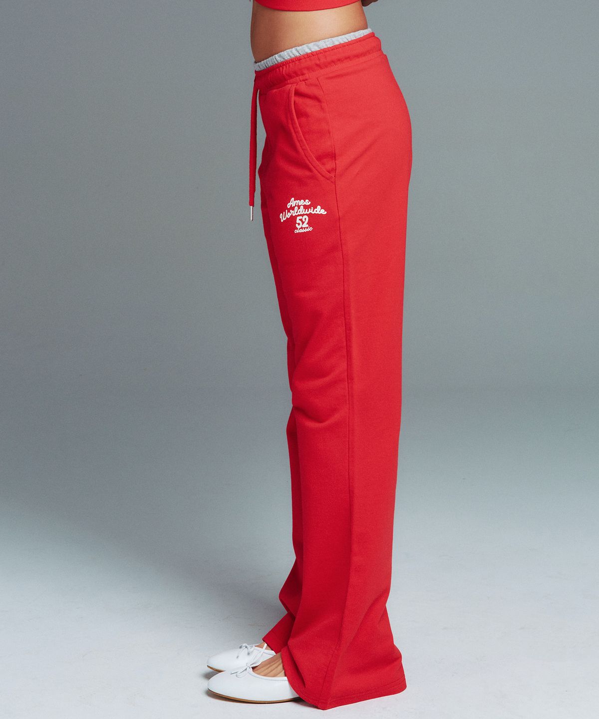 아메스 월드와이드(AMES-WORLDWIDE) CLASSIC SLIM BOOT CUT SWEAT PANTS RED