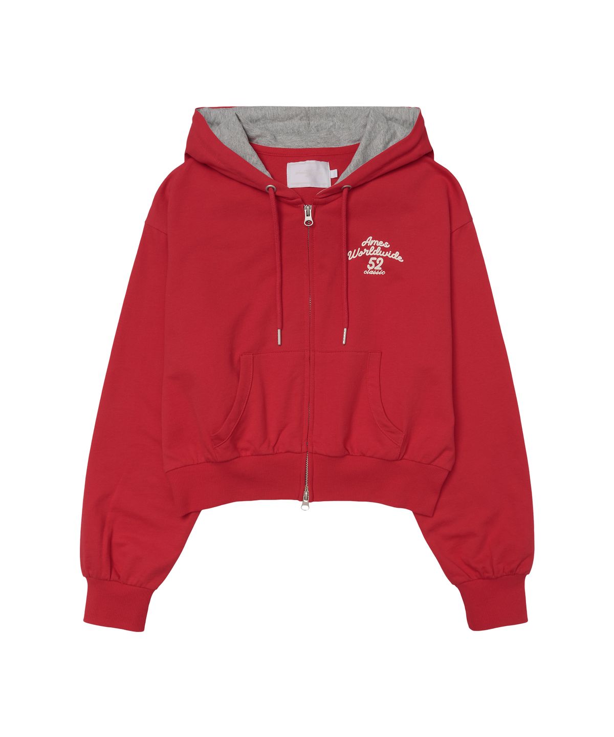 아메스 월드와이드(AMES-WORLDWIDE) CLASSIC CROP HOODIE ZIP-UP RED