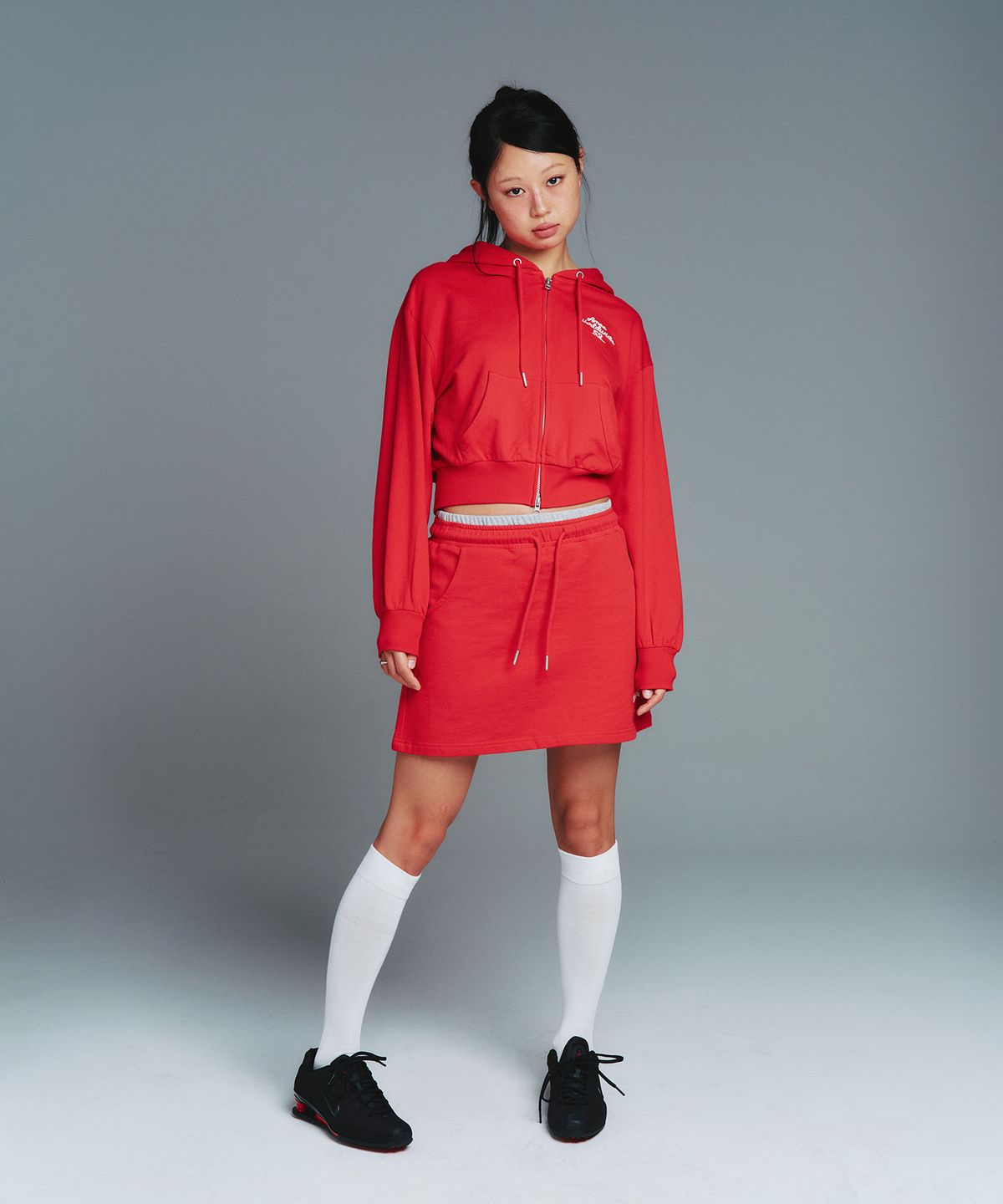 아메스 월드와이드(AMES-WORLDWIDE) CLASSIC CROP HOODIE ZIP-UP RED