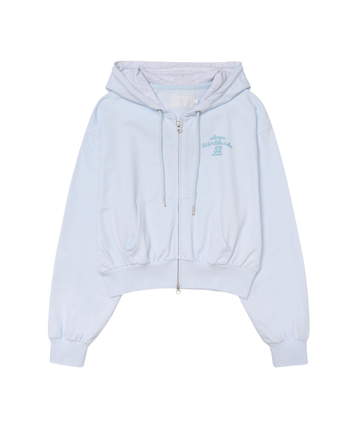 아메스 월드와이드(AMES-WORLDWIDE) CLASSIC CROP HOODIE ZIP-UP BLUE