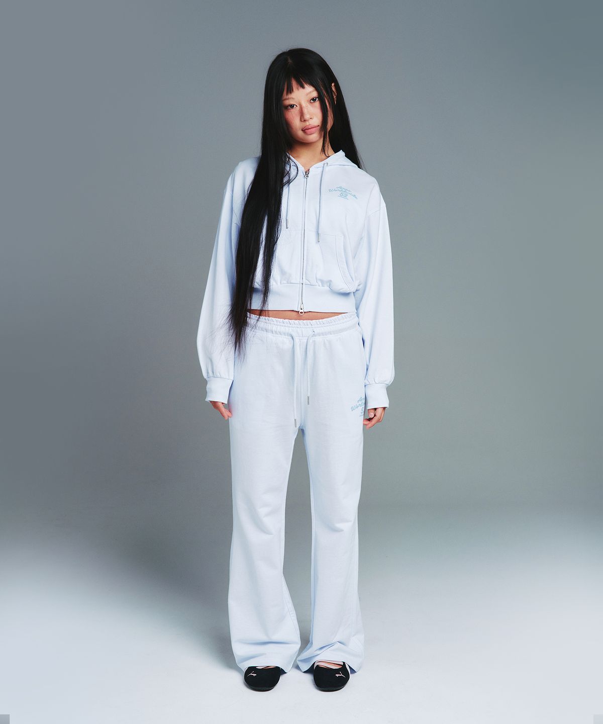 아메스 월드와이드(AMES-WORLDWIDE) CLASSIC CROP HOODIE ZIP-UP BLUE