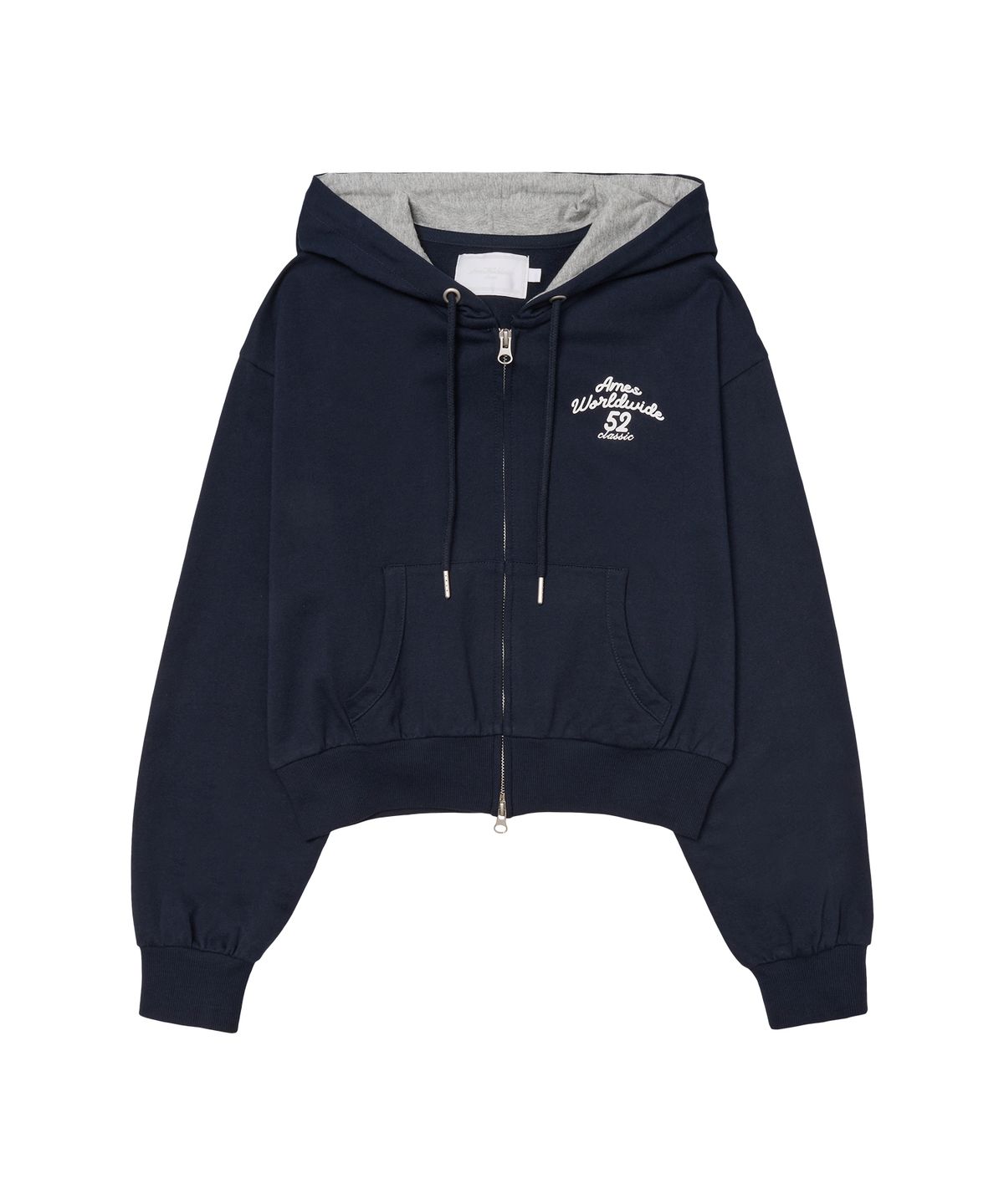 아메스 월드와이드(AMES-WORLDWIDE) CLASSIC CROP HOODIE ZIP-UP NAVY