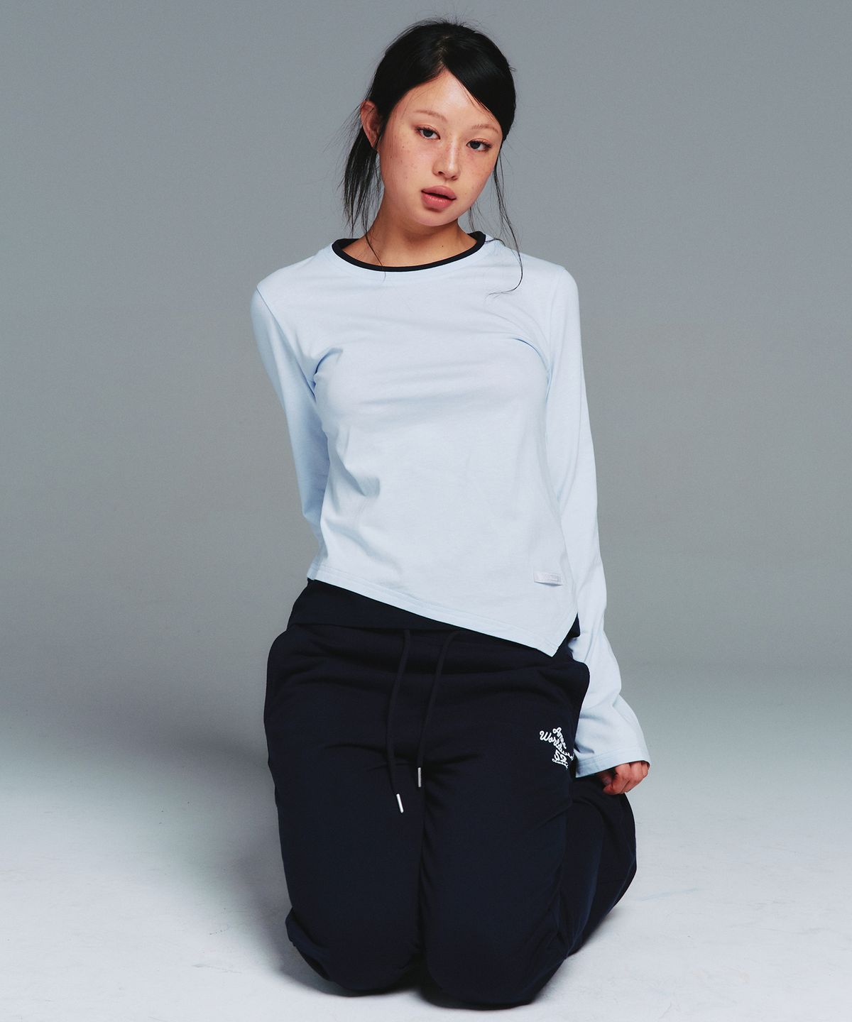 아메스 월드와이드(AMES-WORLDWIDE) CLASSIC UNBALANCE LAYERED LS TEE BLUE