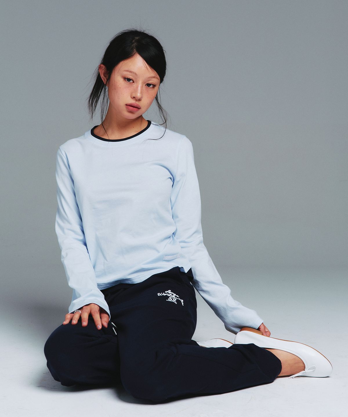 아메스 월드와이드(AMES-WORLDWIDE) CLASSIC UNBALANCE LAYERED LS TEE BLUE