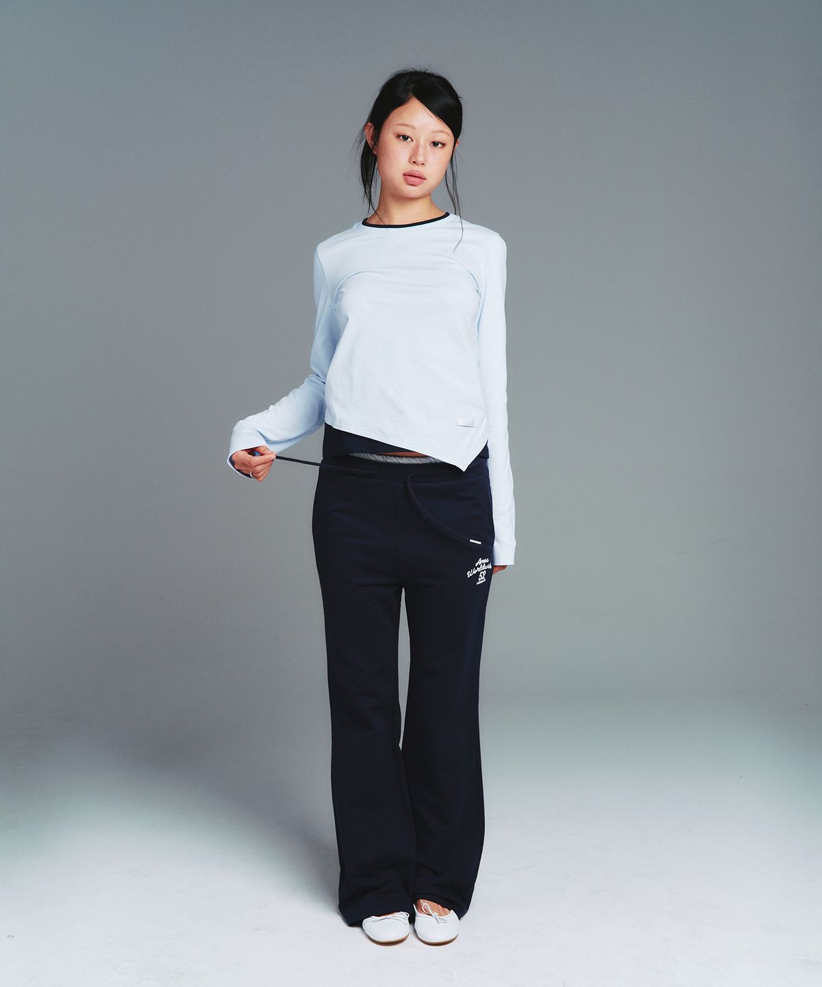 아메스 월드와이드(AMES-WORLDWIDE) CLASSIC UNBALANCE LAYERED LS TEE BLUE