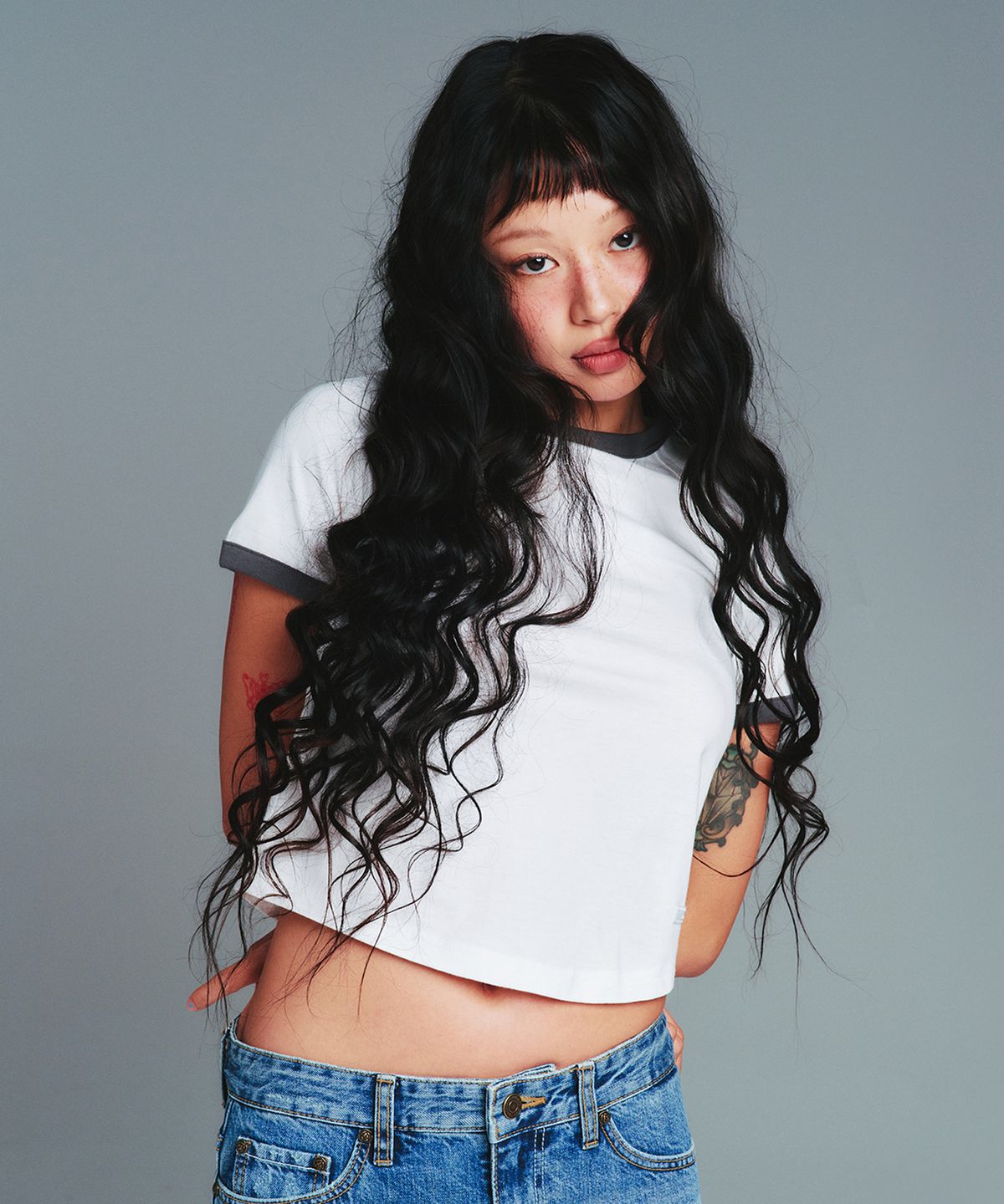 아메스 월드와이드(AMES-WORLDWIDE) CLASSIC ROUND HEM RINGER TEE WHITE