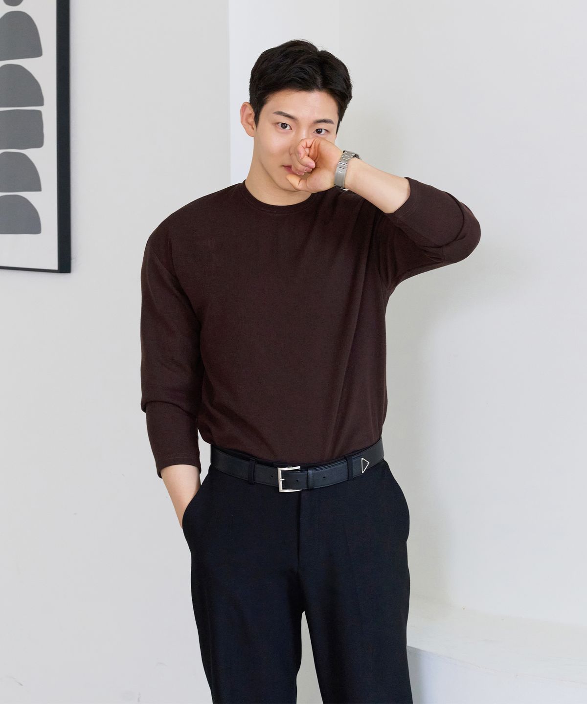 핵쿨남(HECKCOOLNAM) 탄탄 어깨넓어보이는 남자 머슬핏 긴팔 라운드 티셔츠