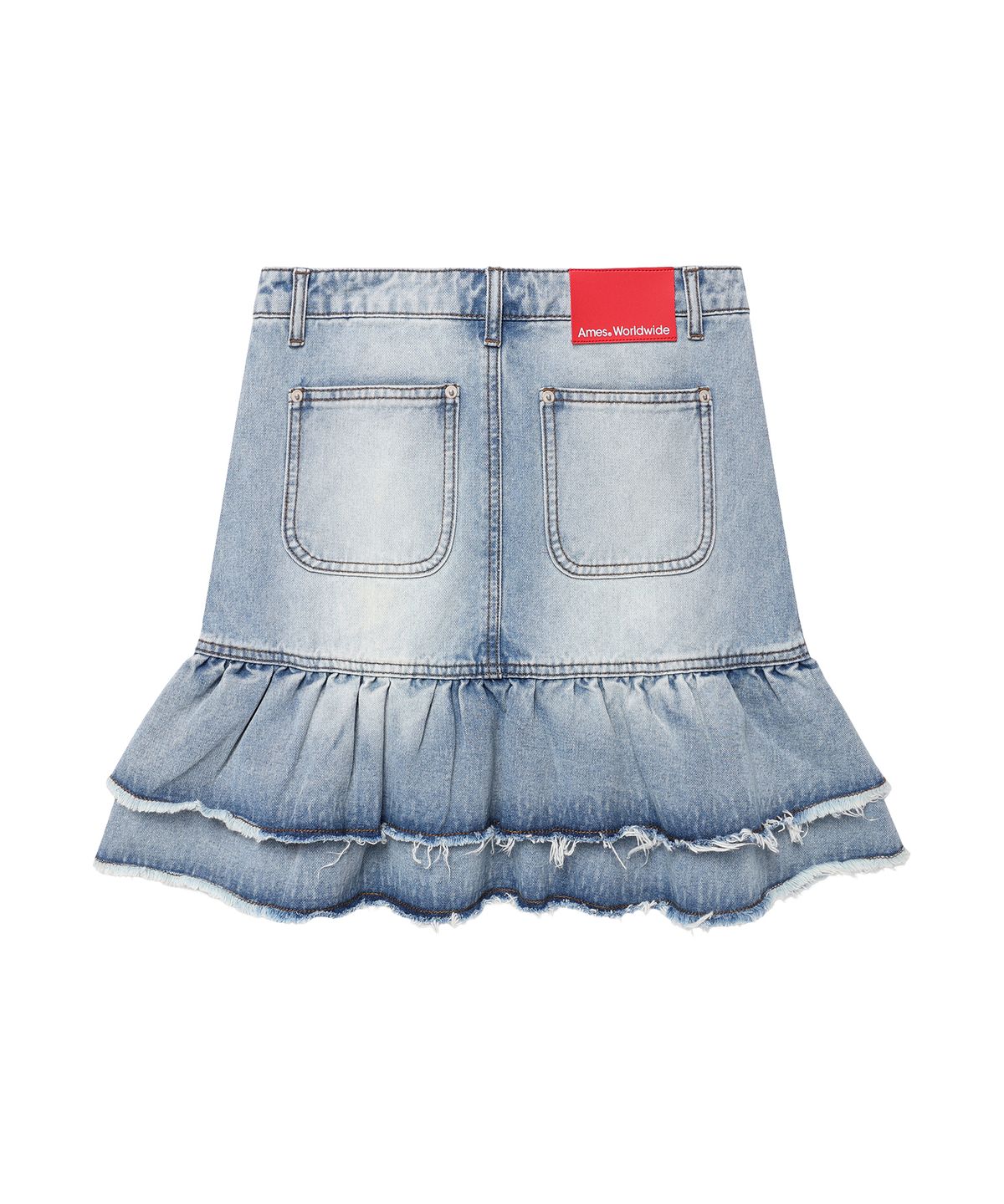 아메스 월드와이드(AMES-WORLDWIDE) FRILL DENIM SKIRT LIGHT BLUE