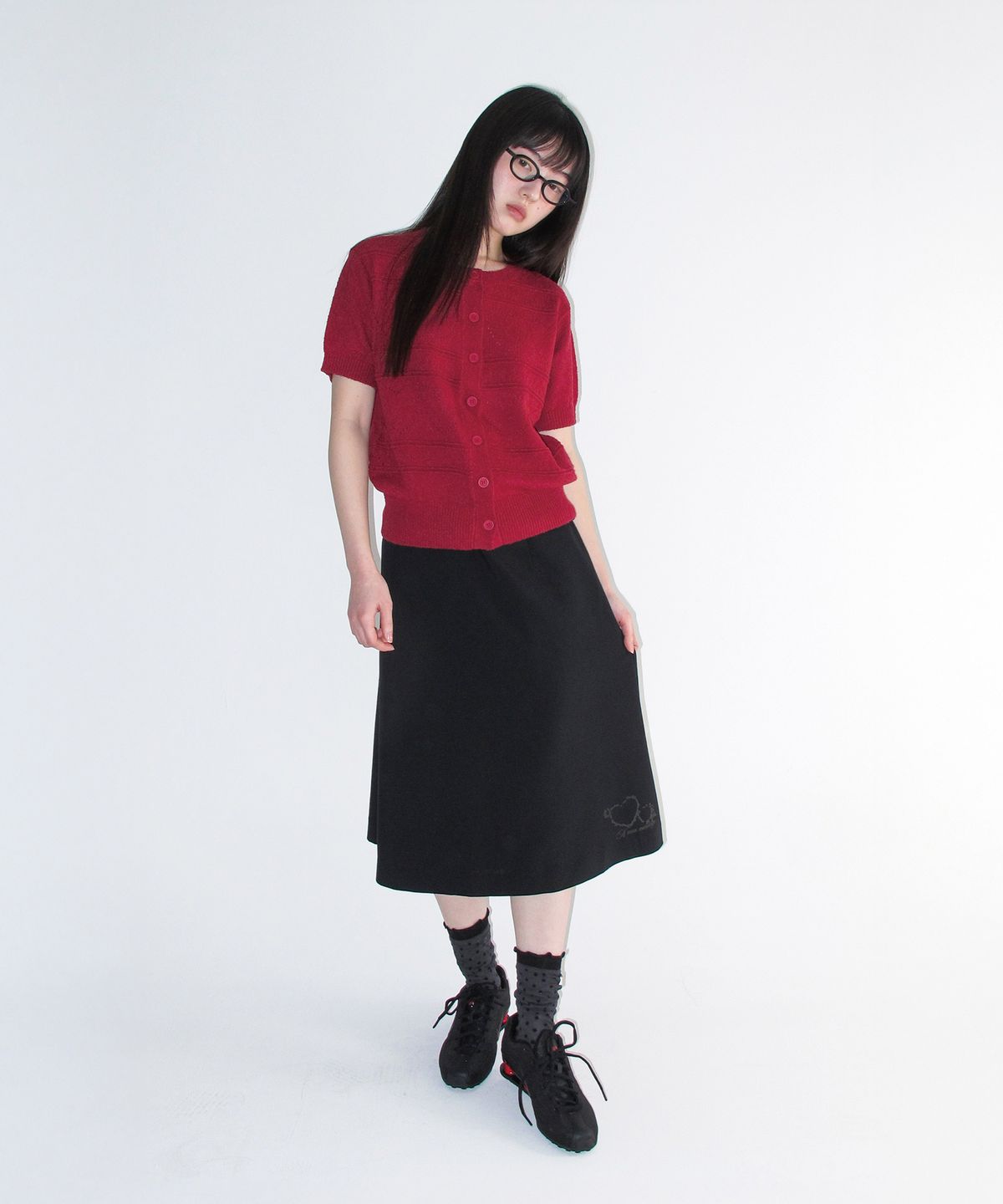 아메스 월드와이드(AMES-WORLDWIDE) GRACE FLARED MIDI SKIRT BLACK