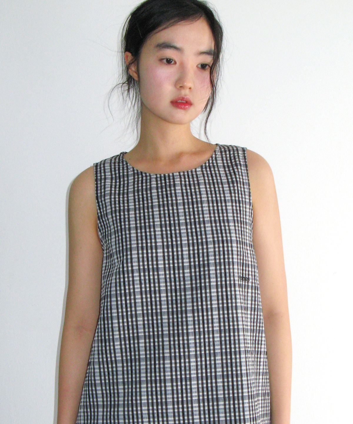아메스 월드와이드(AMES-WORLDWIDE) CHECK LAYERED DRESS BLACK